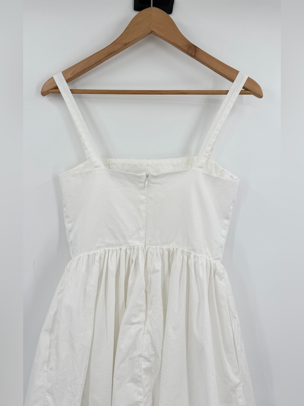 Zara White Cotton Corset babydoll mini Dress S summer vacation bridal drop waist - Picture 5 of 13